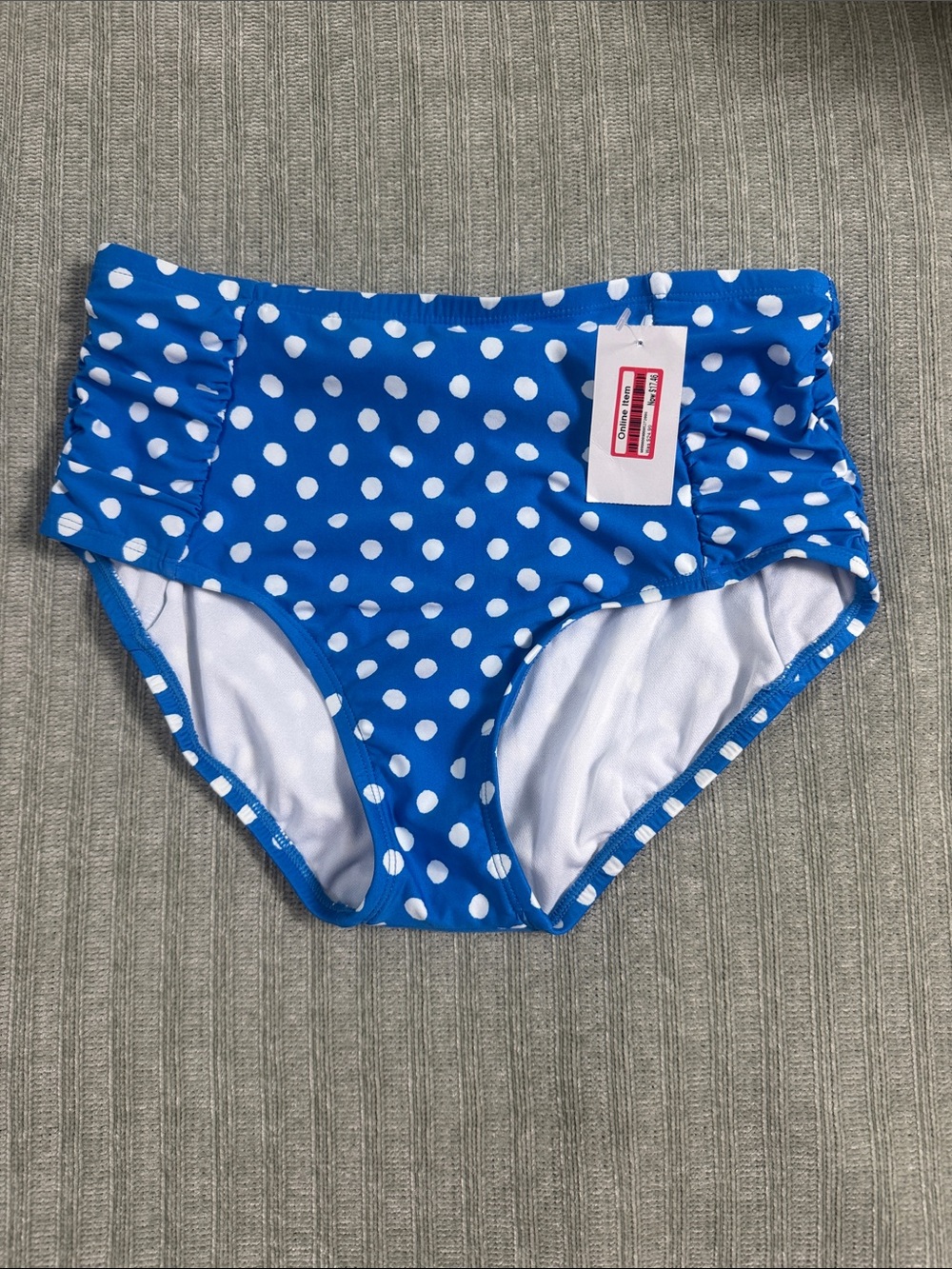 High-Waist Blue Polka Dot Swim Bottoms for Women
